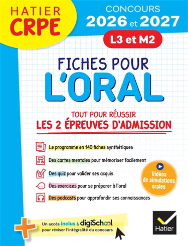 Couverture de Fiches pour l'oral : tout pour réussir les épreuves d'admission : L3, M2, 2026-2027