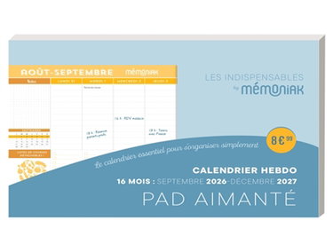 Couverture de Pad aimanté calendrier hebdo : 16 mois, septembre 2026-décembre 2027
