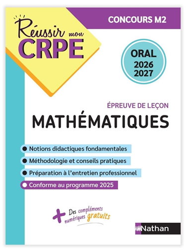 Couverture de Mathématiques, épreuve de leçon : oral 2026-2027 : concours M2