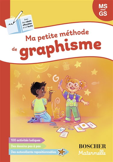 Couverture de Ma petite méthode de graphisme, MS, GS : 100 activités ludiques, des dessins pas à pas, des autocollants repositionnables