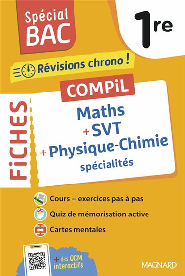 Couverture de Compil maths + SVT + physique chimie 1re : révisions chrono ! : spécialités