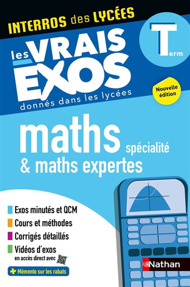 Couverture de Maths spécialité & maths expertes terminale : les vrais exos donnés dans les lycées
