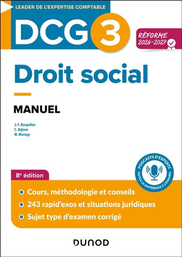Couverture de DCG 3, droit social : manuel : réforme 2026-2027