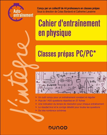 Couverture de Cahier d'entraînement en physique : classes prépas PC, PC* : auto-entraînement