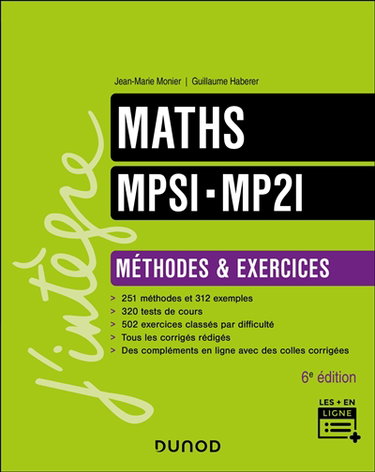 Couverture de Maths MPSI, MP2I : méthodes & exercices