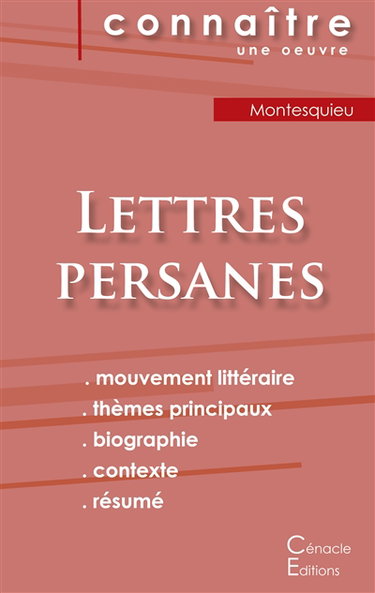 Couverture de Fiche de lecture Lettres persanes de Montesquieu (analyse littéraire de référence et résumé complet)