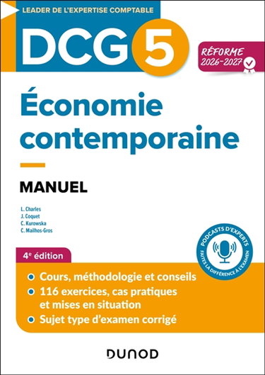 Couverture de DCG 5, économie contemporaine : manuel : réforme 2026-2027