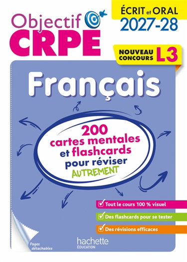 Couverture de Français : 200 cartes mentales et flashcards pour réviser autrement, nouveau concours L3 : écrit et oral 2027-2028