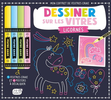 Couverture de Dessiner sur les vitres : licornes