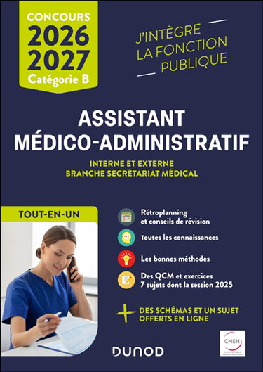Couverture de Assistant médico-administratif : concours interne et externe, branche secrétariat médical, catégorie B : 2026-2027