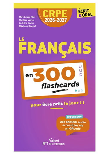 Couverture de Le français en 300 flashcards : écrit & oral, CRPE 2026-2027