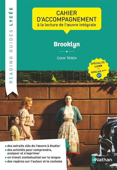 Couverture de Brooklyn, Toibin : cahier d'accompagnement à la lecture de l'oeuvre intégrale : spécialité LLCE, anglais terminale C1