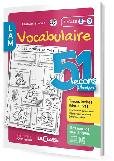Couverture de 51 LECONS A MANIPULER VOCABULAIRE Cycle 2 et 3 (Livre + ressources numériques)