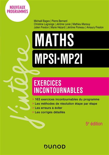 Couverture de Maths MPSI, MP2I : exercices incontournables : nouveaux programmes