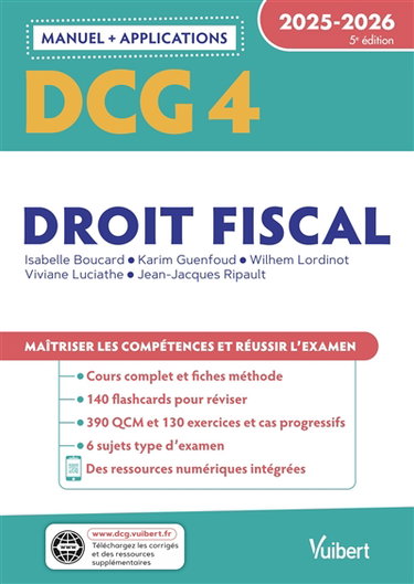 Couverture de DCG 4, droit fiscal : manuel + applications : 2025-2026