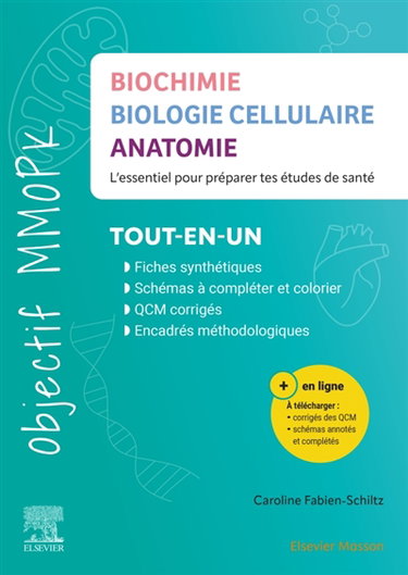 Couverture de Biochimie, biologie cellulaire, anatomie : l'essentiel pour préparer ses études en santé : tout-en-un