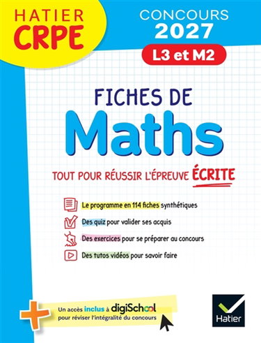 Couverture de Mathématiques : épreuve écrite d'admissibilité : CRPE concours 2027 L3, M2