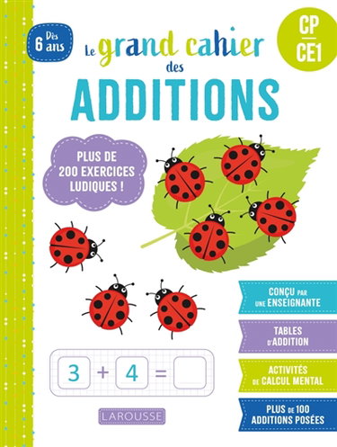 Couverture de Le grand cahier Larousse des additions : CP-CE1