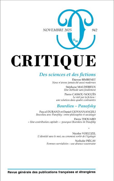 Couverture de Critique, n° 942. Des sciences et des fictions
