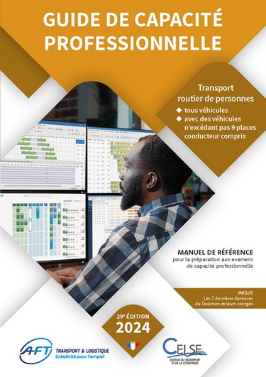 Couverture de Guide de capacité professionnelle, transport routier de personnes, tous véhicules, avec des véhicules n'excédant pas 9 places conducteur compris : manuel de référence pour la préparation aux examens de capacité professionnelle : 2024