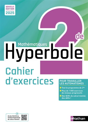 Couverture de Hyperbole mathématiques 2de : cahier d'exercices : 2025