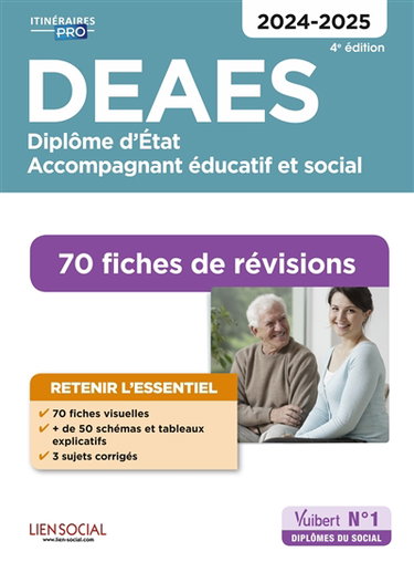 Couverture de DEAES, diplôme d'Etat accompagnant éducatif et social : 70 fiches de révisions : 2024-2025