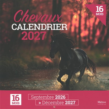 Couverture de Chevaux : calendrier 2027 : 16 mois, septembre 2026-décembre 2027