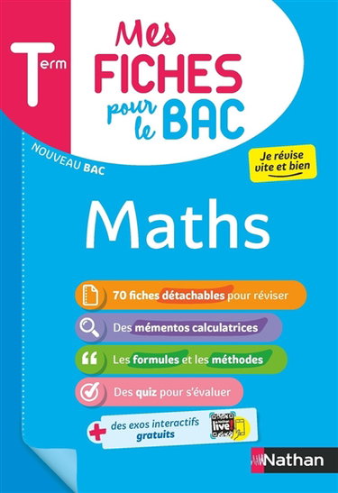 Couverture de Mes fiches pour le bac : maths terminale : nouveau bac