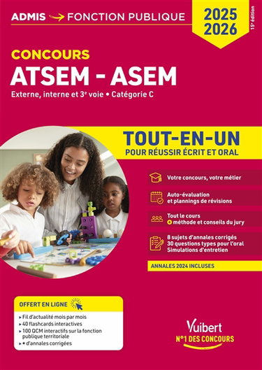 Couverture de ATSEM, ASEM : externe, interne et 3e voie, catégorie C : tout-en-un, concours 2025-2026