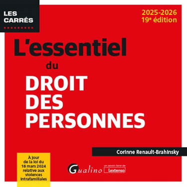 Couverture de L'essentiel du droit des personnes : 2025-2026