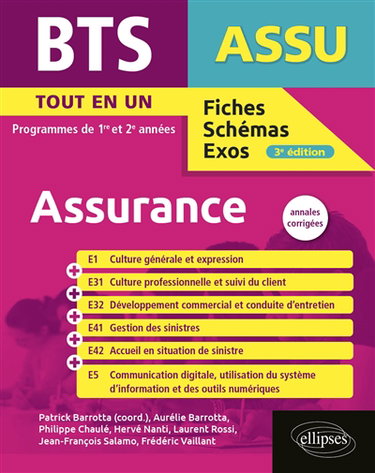 Couverture de BTS assurance : tout-en-un, programmes de 1re et 2e années : annales corrigées