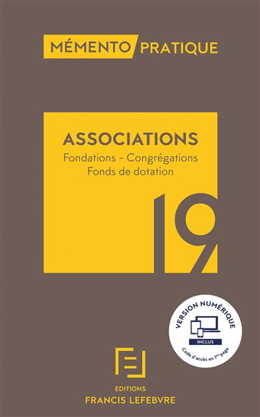 Couverture de Associations : fondations, congrégations, fonds de dotation : 2019