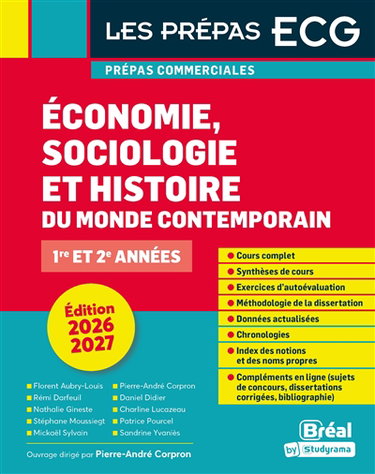Couverture de Economie, sociologie et histoire du monde contemporain : prépas commerciales 1re et 2e années : 2026-2027