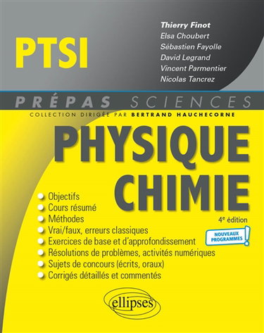 Couverture de Physique chimie PTSI : nouveaux programmes