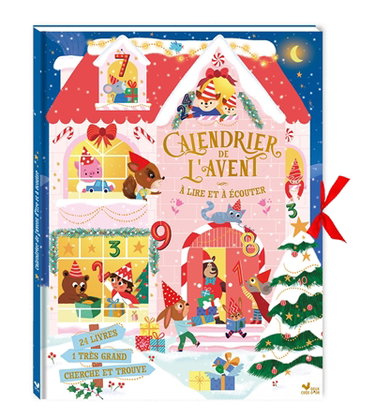 Couverture de Calendrier de l'Avent à lire et à écouter : 24 livres, 1 très grand cherche et trouve