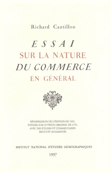 Couverture de Essai sur la nature du commerce en général par Richard Cantillon