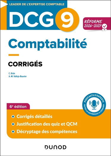 Couverture de DCG 9, comptabilité : corrigés : réforme 2026-2027 par Charlotte Disle