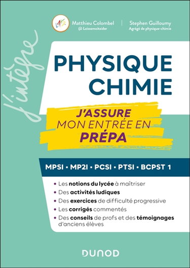 Couverture de Physique chimie : j'assure mon entrée en prépa : MPSI, MP2I, PCSI, PTSI, BCPST 1