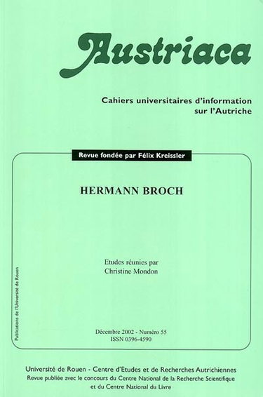Couverture de Austriaca, n° 55. Hermann Broch