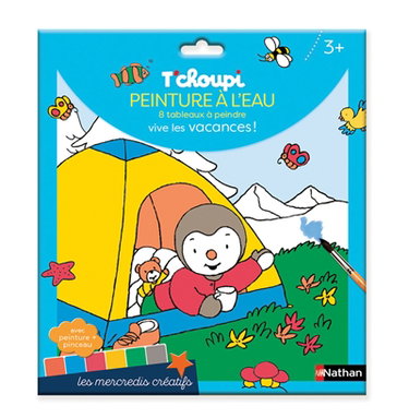 Couverture de T'choupi : peinture à l'eau, 8 tableaux à peindre : vive les vacances !