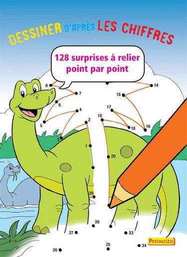 Couverture de Dessiner d'après les chiffres : dinosaures