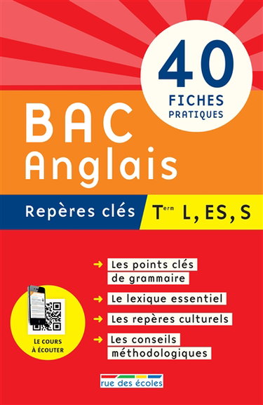 Couverture de Bac anglais, repères clés : terminale L, ES, S : 40 fiches pratiques