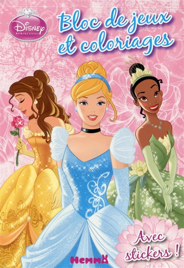 Couverture de Disney Princesses, bloc de jeux et coloriages : avec stickers