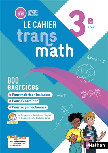 Couverture de Le cahier Transmath 3e, cycle 4 : 800 exercices