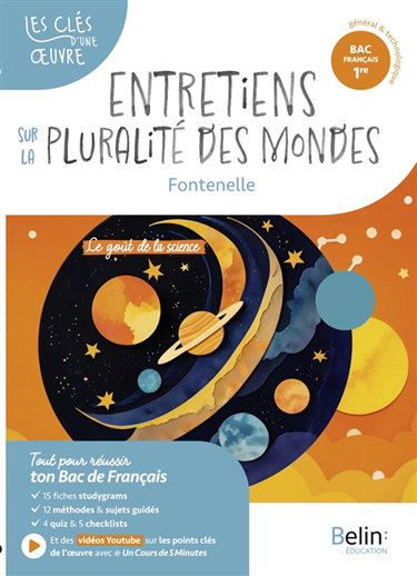 Couverture de Entretiens sur la pluralité des mondes, Fontenelle : parcours le goût de la science : bac français 1re général & technologique