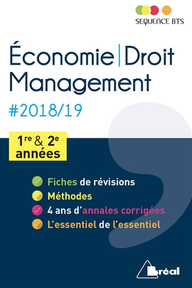 Couverture de Economie-droit, management : BTS 1re et 2e années : 2018-2019