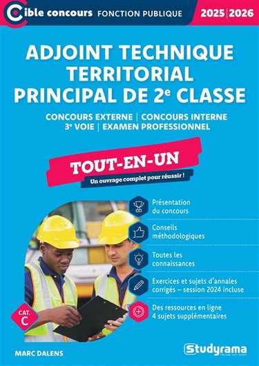 Couverture de Adjoint technique territorial principal de 2e classe : concours externe, concours interne, 3e voie, examen professionnel, cat. C : tout-en-un, 2025-2026