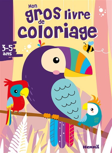 Couverture de Mon gros livre de coloriage : 3-5 ans : perroquets