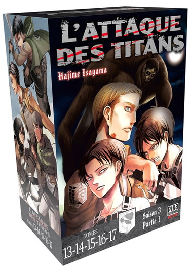 Couverture de L'attaque des titans : saison 3, partie 1 : tomes 13-14-15-16-17