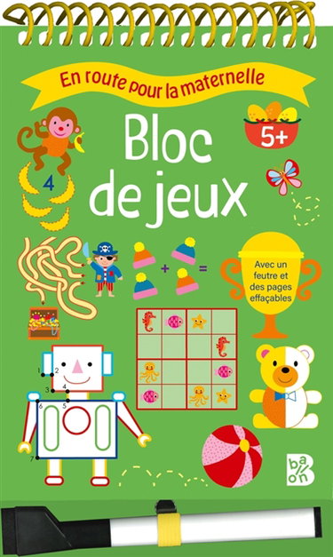 Couverture de ERPM Bloc de jeux spirales et feutre 5+